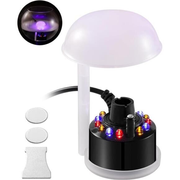 12 LED Mister Fogger Water Fountain Pond Fog Machine Atomizer Air Humidifier - Picture 1 of 8